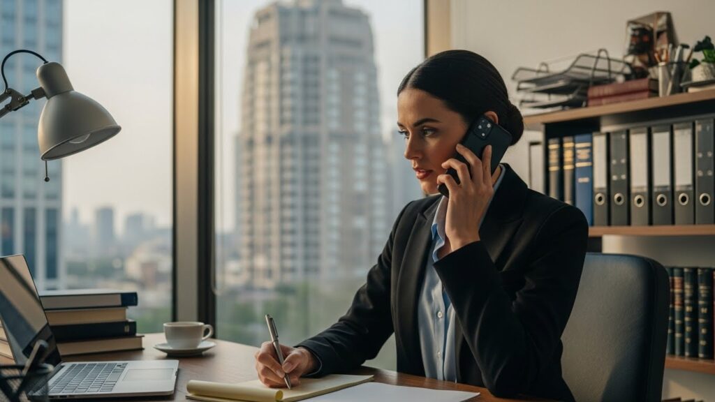 lawyer giving legal advice by phone