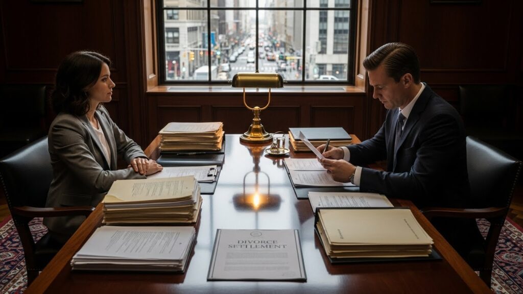 divorce legal paperwork on table